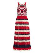 Ulla Johnson Paz Crochet Dress Red/navy/ivory S
