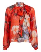 Michelle Mason Floral Oversized Bow Detail Blouse Red/floral 4