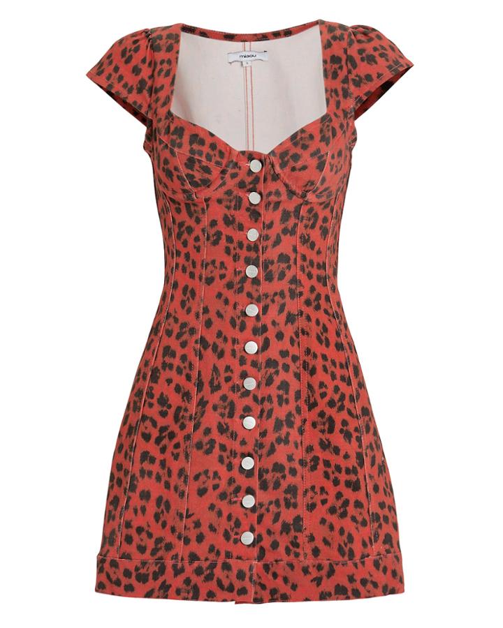 Miaou Leopard Print Gigi Dress Red/black M