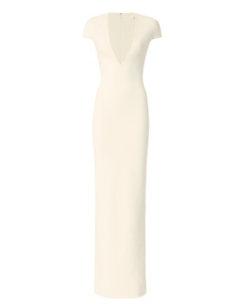 Solace London Deep V Cap Sleeve Ivory Gown