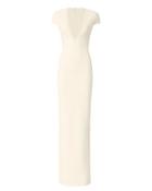 Solace London Deep V Cap Sleeve Ivory Gown