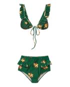 Adriana Degreas Josephine Baker Ruffle Bikini Green S