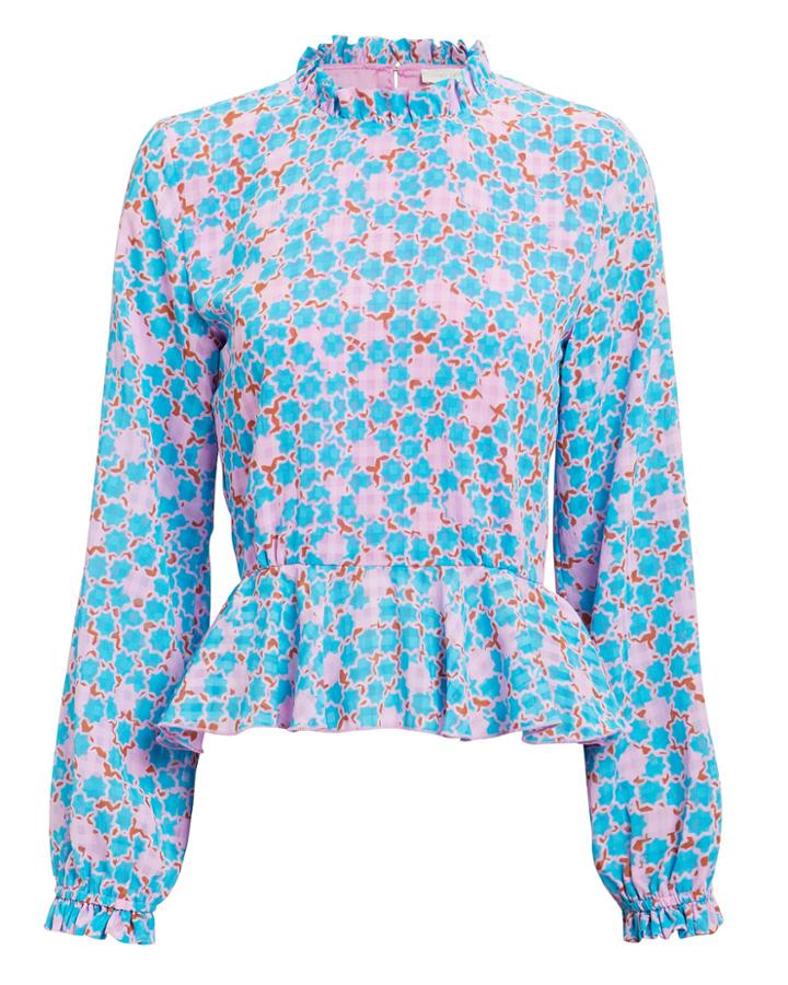 Stine Goya Shirley Checkered Stardot Blouse Blue L
