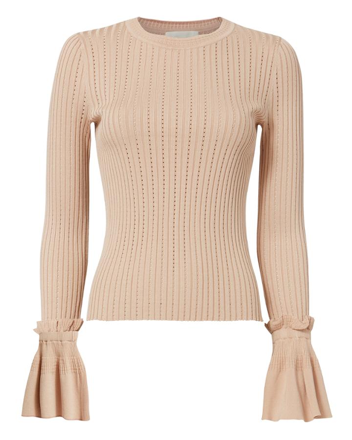 Jonathan Simkhai Flare Sleeve Blush Sweater Blush M