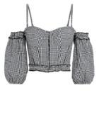 Jonathan Simkhai Puff Sleeve Gingham Bustier Top Black/white Gingham 2