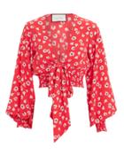 Alexis Red Floral Tie Crop Top Red/white Floral P