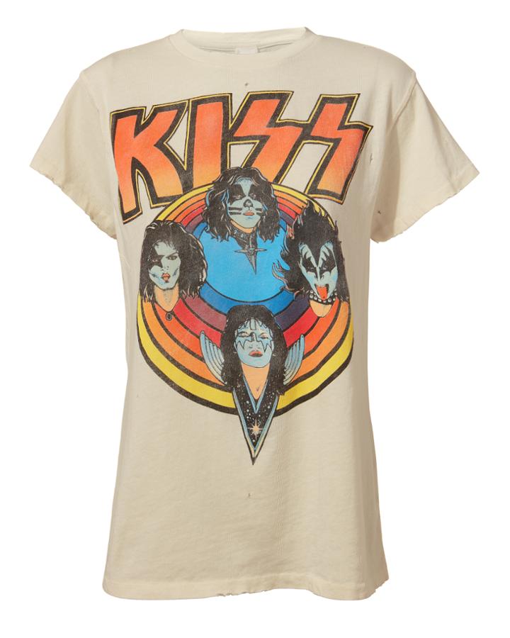 Made Worn Madeworn Kiss Logo Distressed T-shirt White P