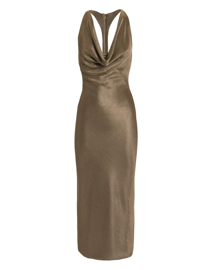 Cushnie Cowl Neck Pencil Dress Brown Zero