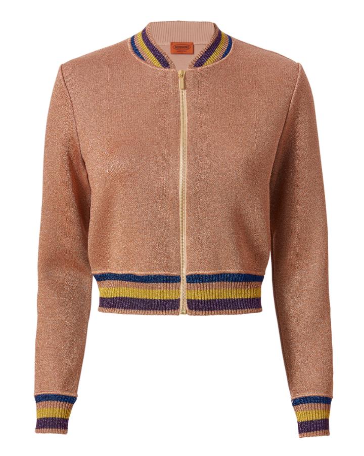 Intermix X Missoni Lurex Striped Knit Bomber Jacket