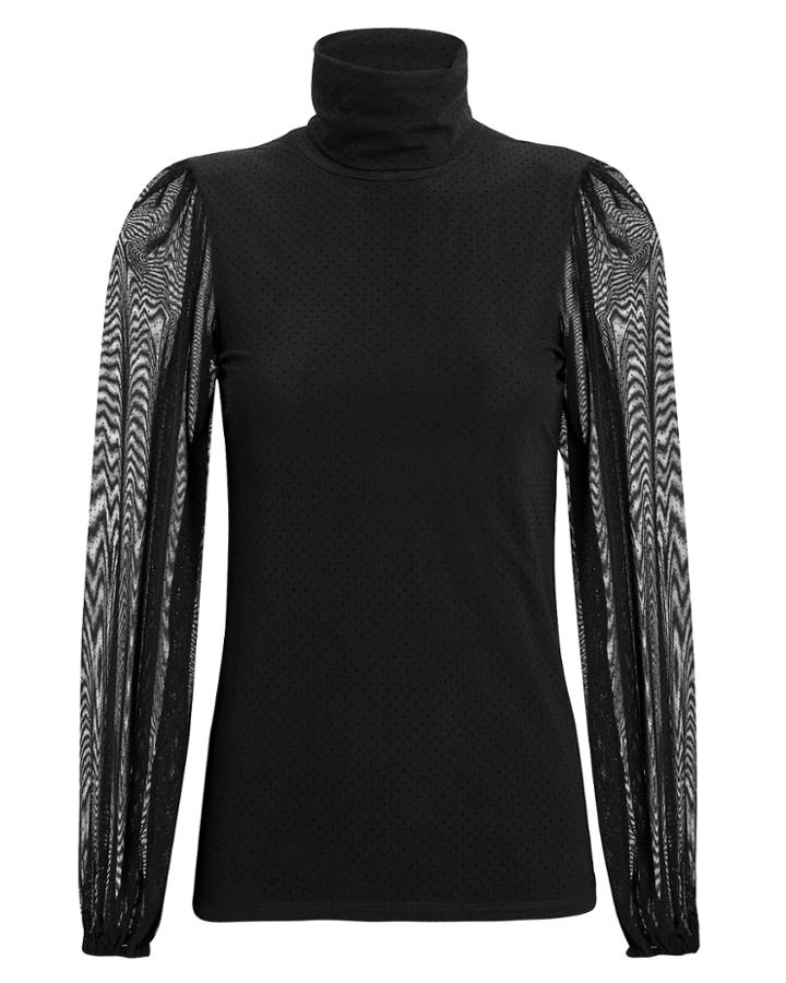 Ganni Addison Dot Mesh Turtleneck Black 40