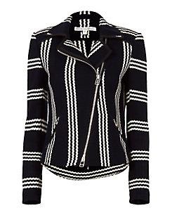Veronica Beard Bailey Striped Moto Jacket