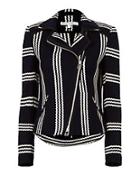 Veronica Beard Bailey Striped Moto Jacket