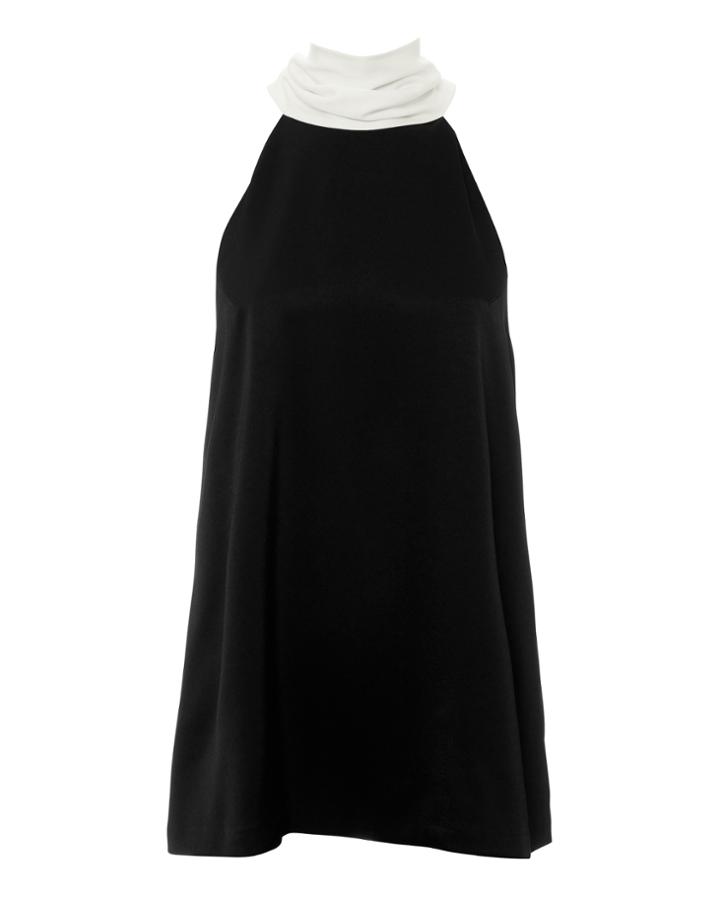 Galvan Contrast Neck Tie Silk Blouse Blk/wht 34
