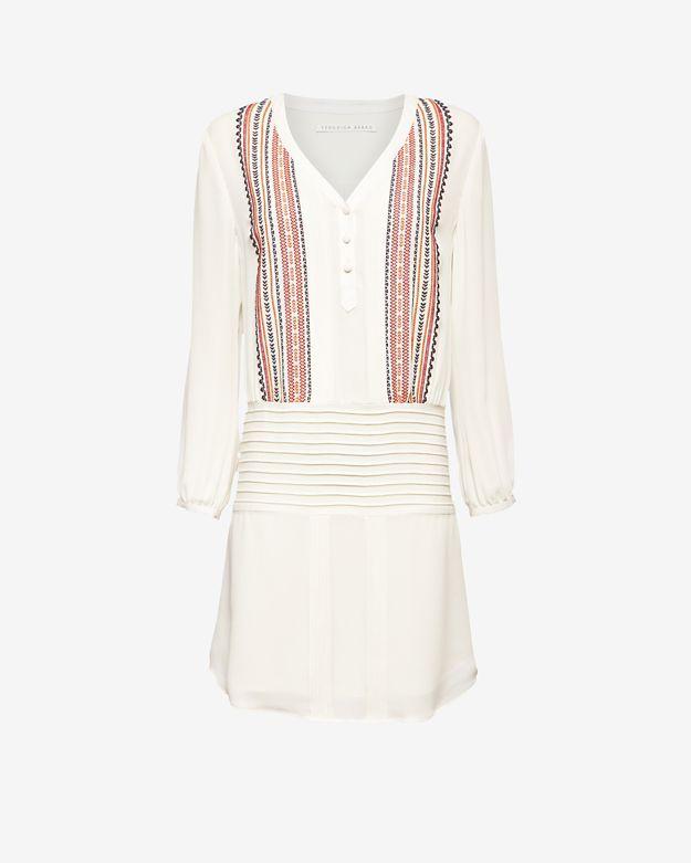 Veronica Beard Elm Embroidered Silk Dress