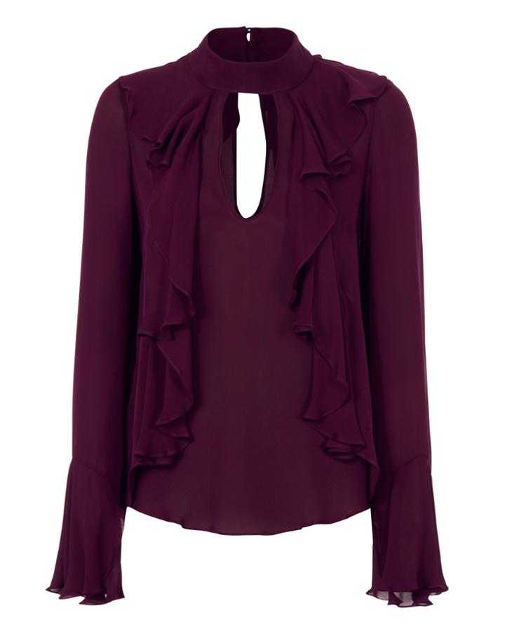 Cinq Ã  Sept Sia Ruffle Keyhole Blouse