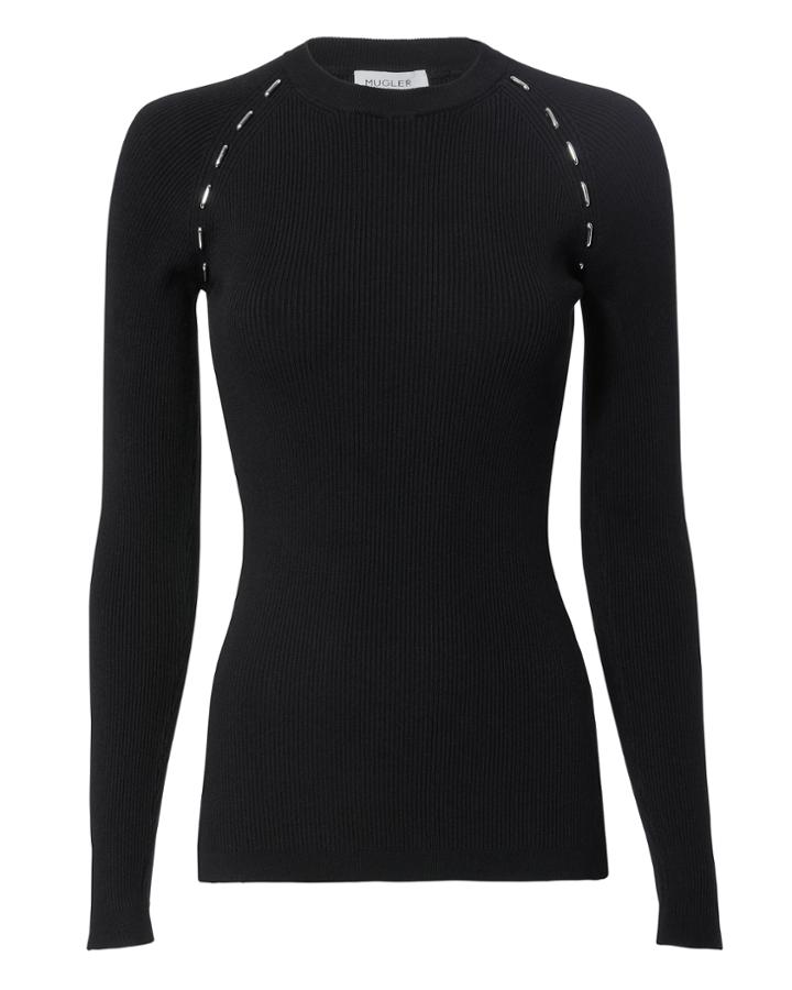 Thierry Mugler Metal Side Detail Ribbed Sweater