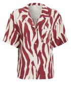 Anine Bing Benji Short Sleeve Blouse Red/white L
