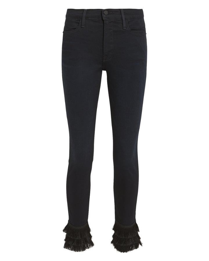 Frame Le High Skinny Triple Fringe Jeans Denim-drk 23