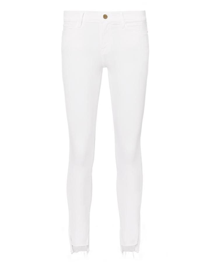 Frame Le Skinny De Jeanne White Stagger Hem Jeans