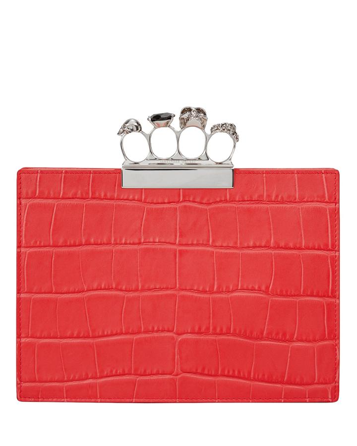 Alexander Mcqueen Skull Four Ring Flat Red Pouch Red 1size