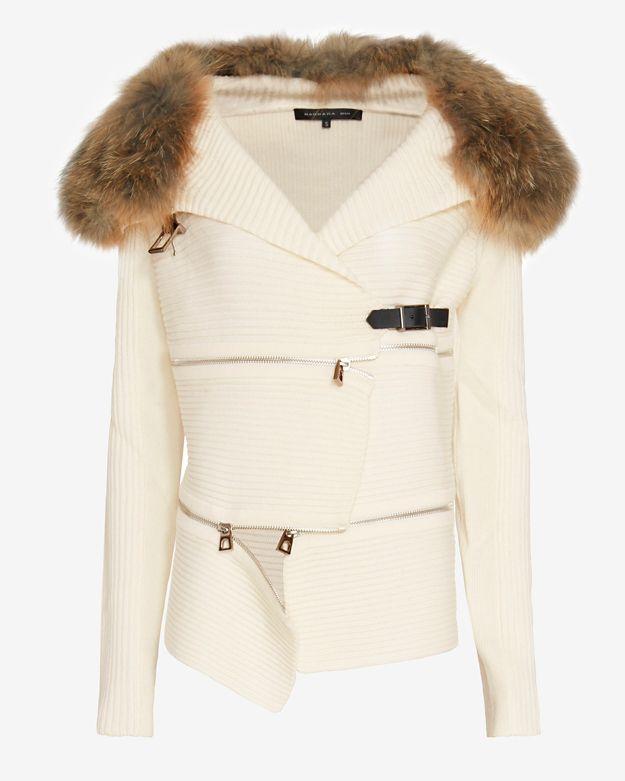 Barbara Bui Fur Collar Sweater: White