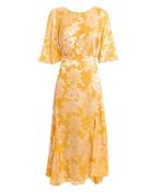Warm Florence Midi Dress Mustard/white 1