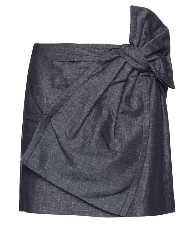 No. 21 N21 Denim Bow Miniskirt