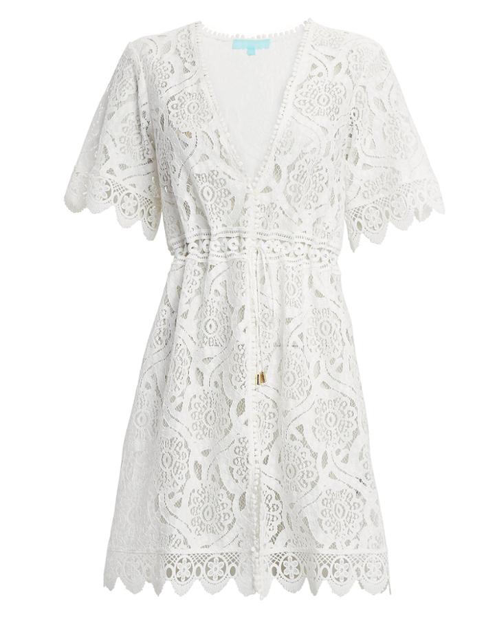 Melissa Odabash Barrie Cream Lace Coverup Mini Dress Ivory S