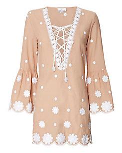Miguelina Laure Lace-up Cotton Mini Dress