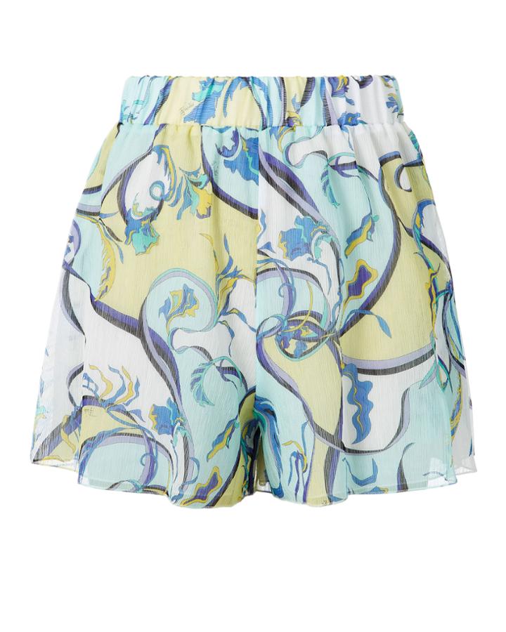 Emilio Pucci Printed Coverup Shorts Blue-lt 42