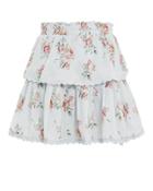 Love Shack Fancy Loveshackfancy Ruffle Floral Mini Skirt Slate/floral S