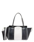 Valentino Garavani White Rockstud Small Leather Tote Navy 1size