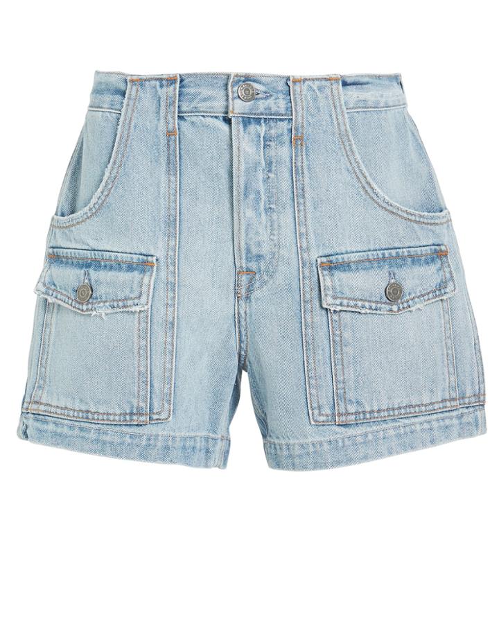 Grlfrnd Chloe Cargo Shorts Light Blue Wash 24