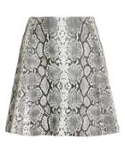 Veda Leather Python-printed Mini Skirt Grey L