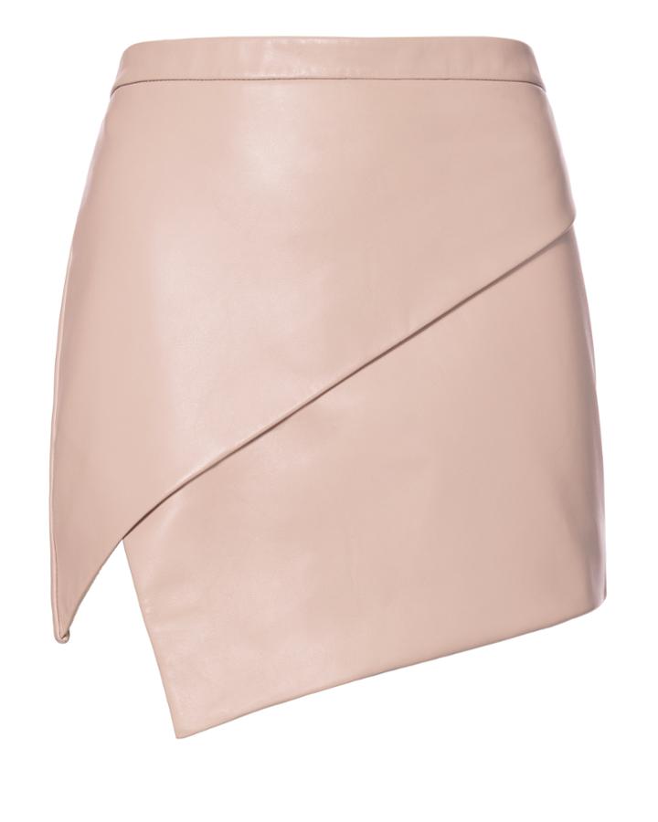 "michelle Mason Asymmetric Hem Leather Mini Skirt"