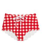 Marysia Riviera Lace Up Bikini Bottoms Red/gingham S