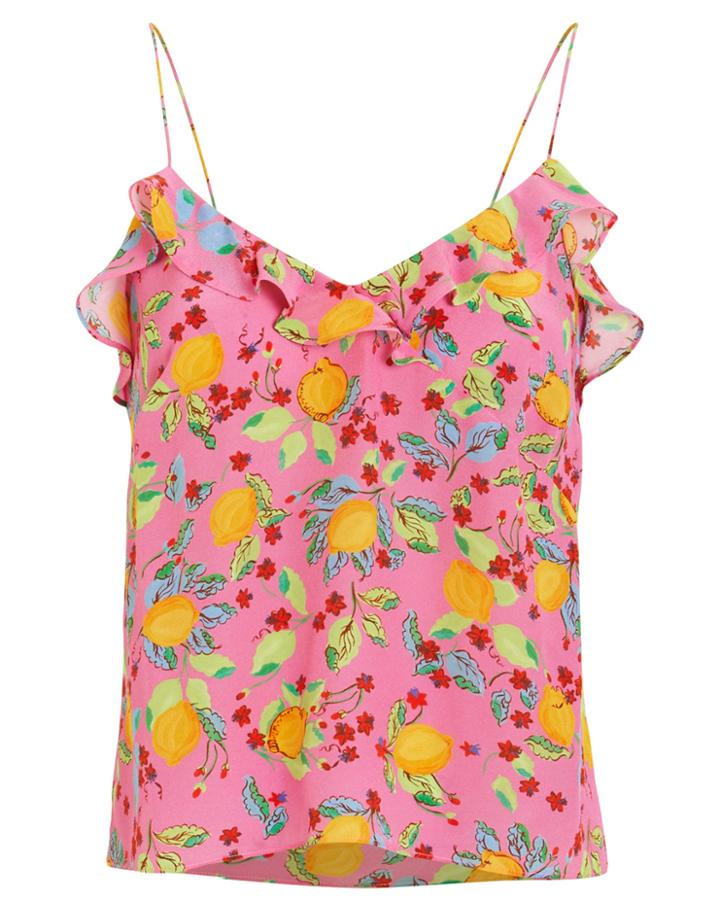 Saloni London Saloni Ani Printed Silk Camisole Pink/lemon Print 8