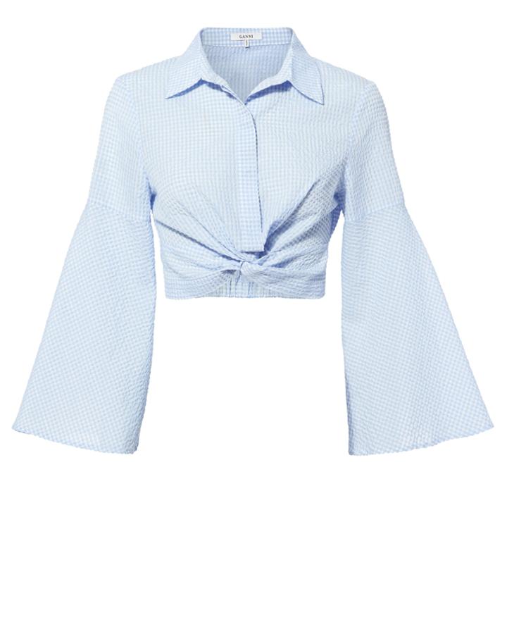 Ganni Charron Knot Top Blue-lt 34