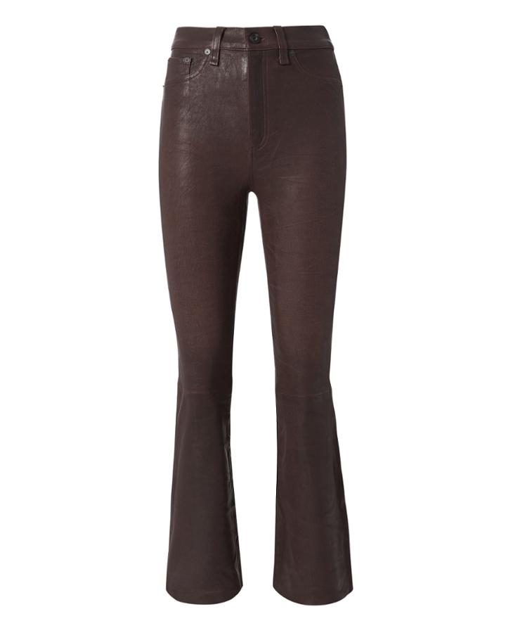 Intermix Rag & Bone Red Crop Flare Leather Pants Red 24