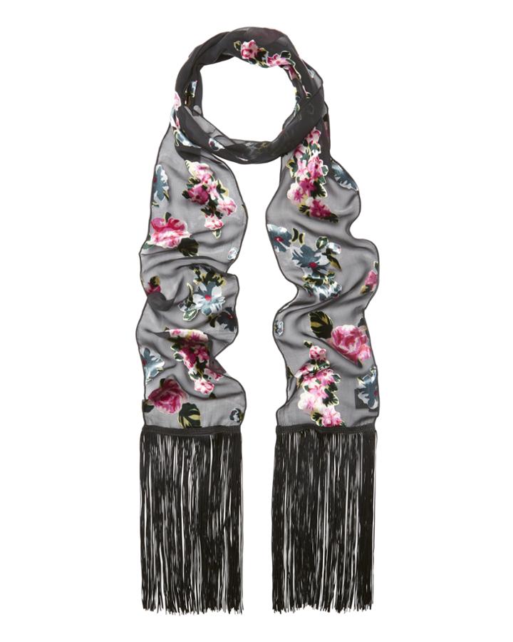 &quot;anna Sui Rose Velvet Fringe Scarf&quot;