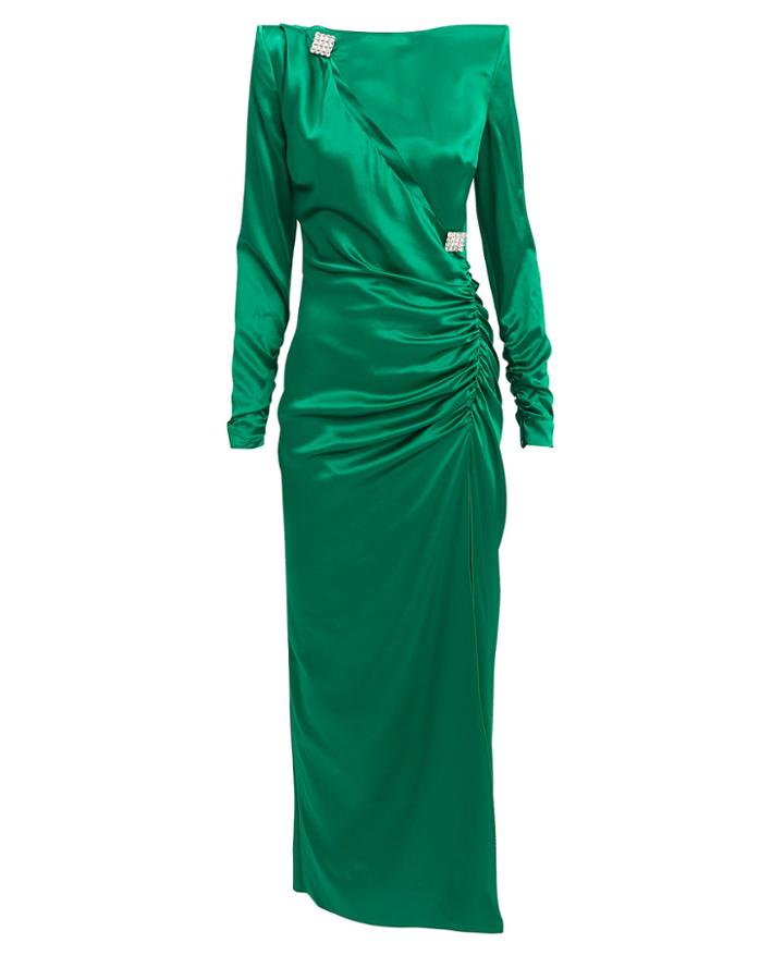 Alessandra Rich Cutout Ruched Dress Green 42