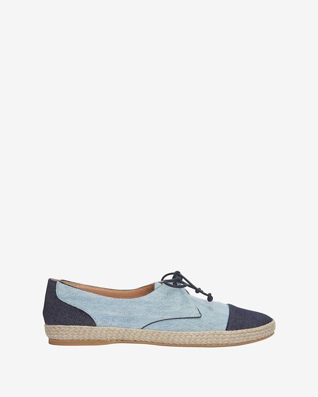 Tabitha Simmons Dolly Two Tone Denim Lace Up Flat Espadrille