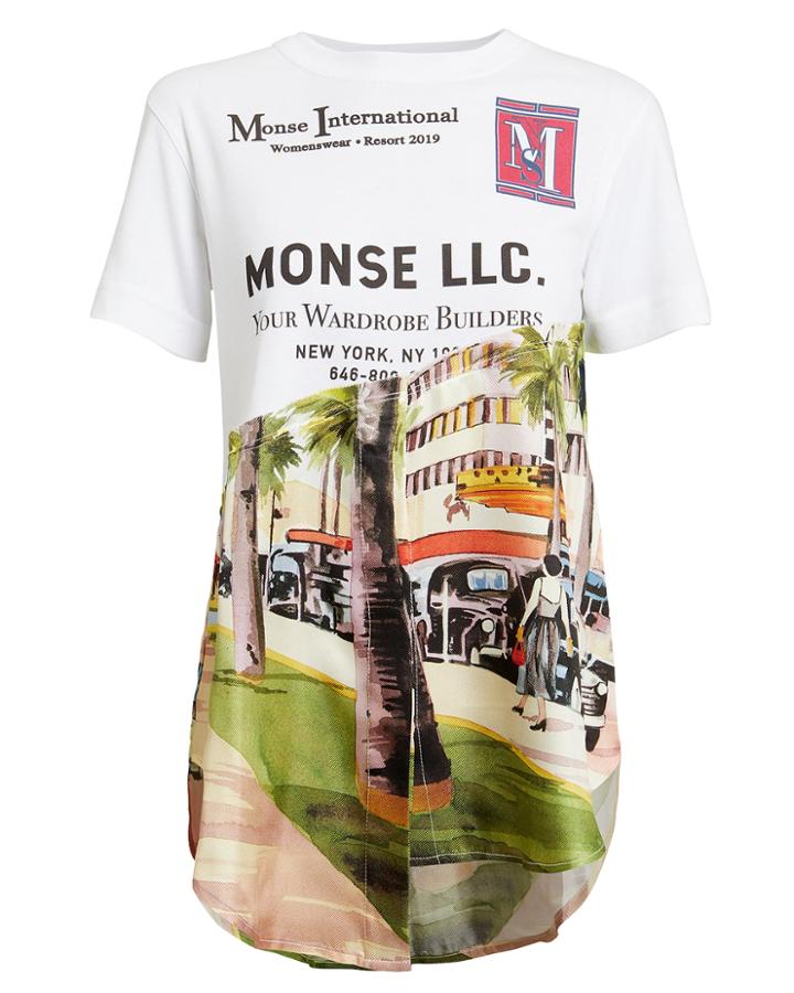 Monse Torn Scenic T-shirt White/black/green P