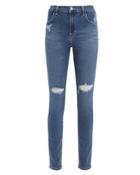 J Brand Maria Distressed Skinny Jeans Dark Blue Denim 27