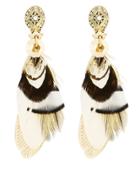 Gas Bijoux Feather Earrings Brown/white 1size