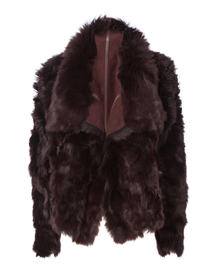 Yves Salomon Reversible Burgundy Shearling Coat Red-drk 32