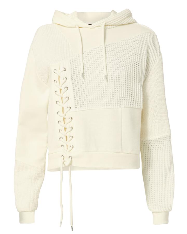 Mcq By Alexander Mcqueen Lace Patch Hoodie Ivory Xxs