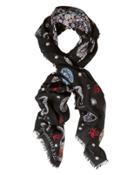 Alexander Mcqueen Lost At Sea Scarf Black/red/blue 1size
