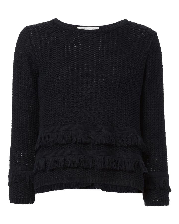 Autumn Cashmere Cross Back Fringe Sweater