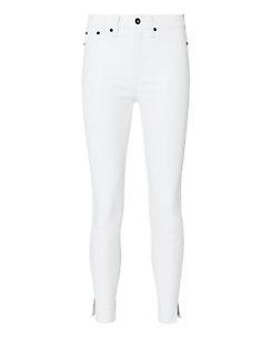 Rag & Bone White Leather Slit Hem Capri Jeans